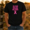 Original We Stand With The Epstein Victims Pink Ribbon t shirt in pink with ribbon graphic and supportive text