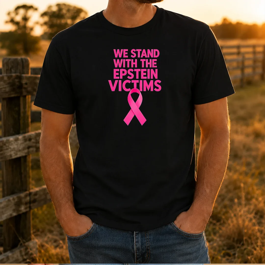 original-we-stand-with-the-epstein-victims-pink-ribbon-t-shirt Original We Stand With The Epstein Victims Pink Ribbon t shirt in pink with ribbon graphic and supportive text
