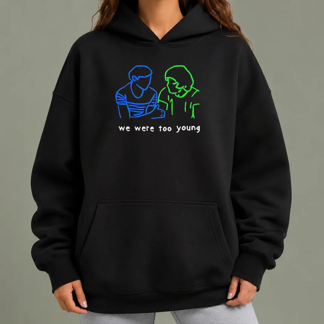 original-we-were-too-young-line-art-couple-hoodie Original We Were Too Young Line Art Couple Hoodie