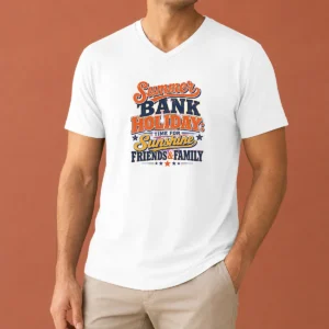 Perfect Nice Summer Bank Holiday Vintage Family Gatherings V Neck Shirt in soft fabric with classic fit