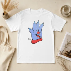 Funny Hot Sting Blue Cartoon Hand Character Mascot