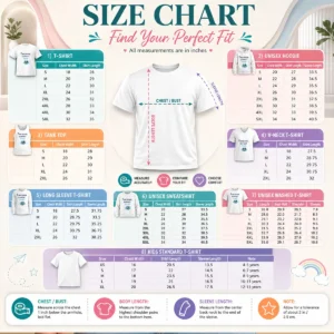 Size chart for Funny Emotional Support Frog Fizzarolli with measurements in inches and centimeters