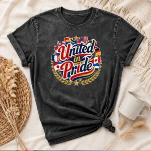 Official United In Pride National Flag Typography Washed T-Shirt