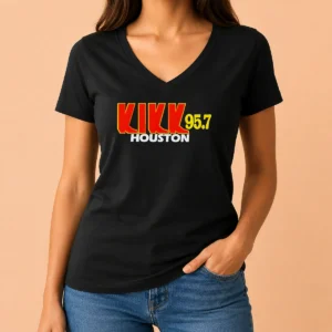 Pretty Top Kikk 95 7 Houston V Neck Shirt in soft fabric with short sleeves and relaxed fit