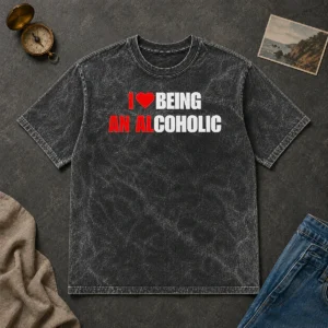 Original I Love Being An Alcoholic Washed T-Shirt