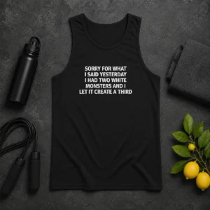 Premium Sorry For What I Said Yesterday I Had Two White Monsters And I Let It Create A Third Tank Top