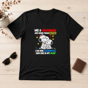 Premium Snoopy And Grandma Me Are More Than Besties I Am Her Accomplice And She Is My V-Neck Shirt