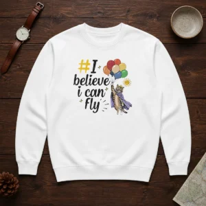 Nice I Believe I Can Fly Cat Balloons Sweater