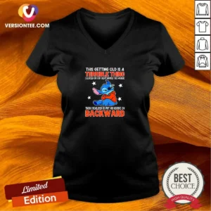 Hot Stitch This Getting Old Is A Terrible Thing I Blacked Out For Twenty Minutes This Morning black v neck shirt with white text