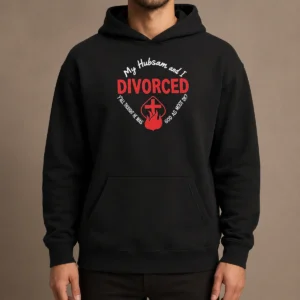 Hot My Hubsam And I Divorced Y'All Thought He Was God As Moot DK Hoodie in dark color with front pocket and drawstrings