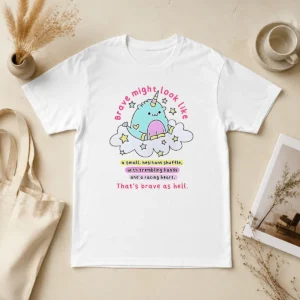 Good Nice Brave Might Look Like A Small Hesitant Shuffle That Is Brave As Hell t shirt in black, classic fit crew neck tee