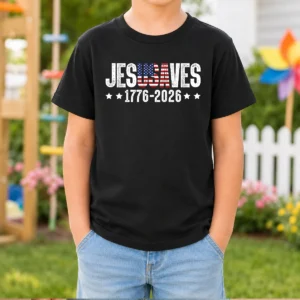 Funny Jesus Saves USA 1776 2026 250 Years Kids T-Shirt