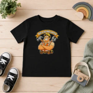 Nice Labour Day Proud Worker Cartoon For Hardworking Heroes Kids T Shirt in bright colors, featuring a fun cartoon design on a comfortable short sleeve tee