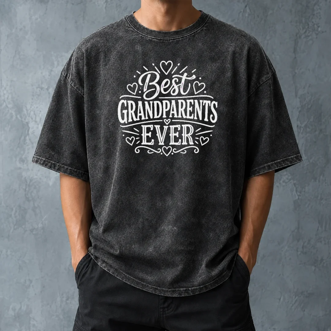 perfect-happy-best-grandparents-ever-line-art-washed-t-shirt-washed-tshirt Perfect Happy Best Grandparents Ever Line Art Washed T Shirt featuring soft cotton fabric and relaxed fit