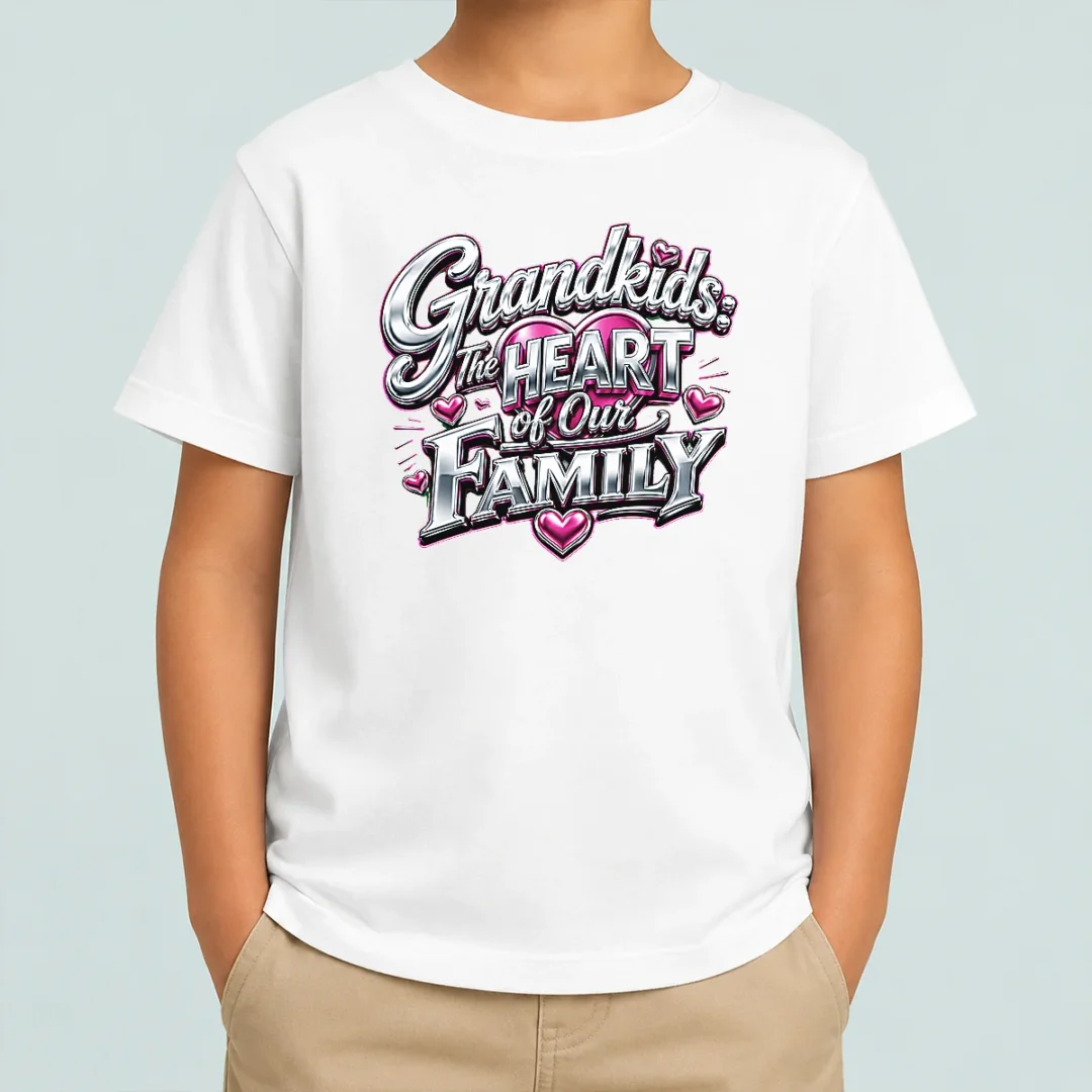 perfect-original-grandkids-the-heart-of-our-family-y2k-kids-t-shirt Perfect Original Grandkids The Heart Of Our Family Y2K kids t shirt in vibrant colors, front view