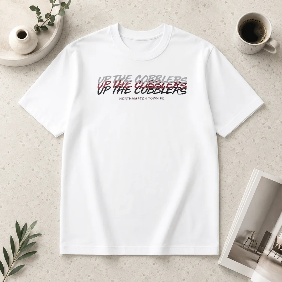 perfect-up-the-cobblers-northampton-town-fc-efl-t-shirt-1 Perfect Up The Cobblers Northampton Town FC EFL t shirt in classic crew neck style with club logo