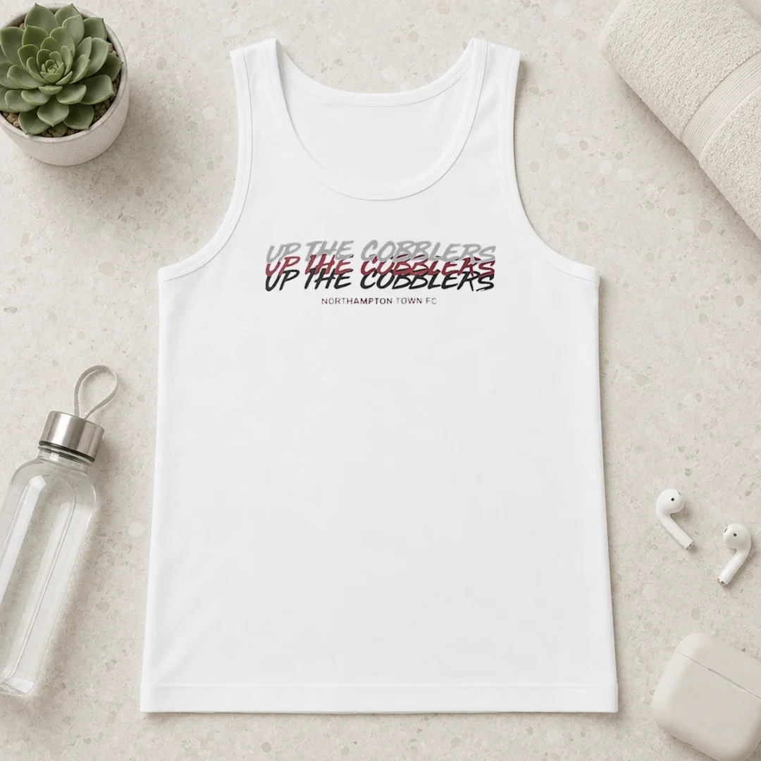 perfect-up-the-cobblers-northampton-town-fc-efl-tank-top Perfect Up The Cobblers Northampton Town FC EFL tank top in breathable cotton, ideal for fans