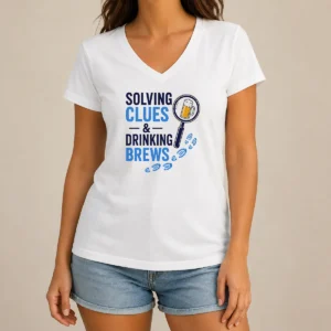 Premium Solving Clues And Drinking Brews V-Neck Shirt