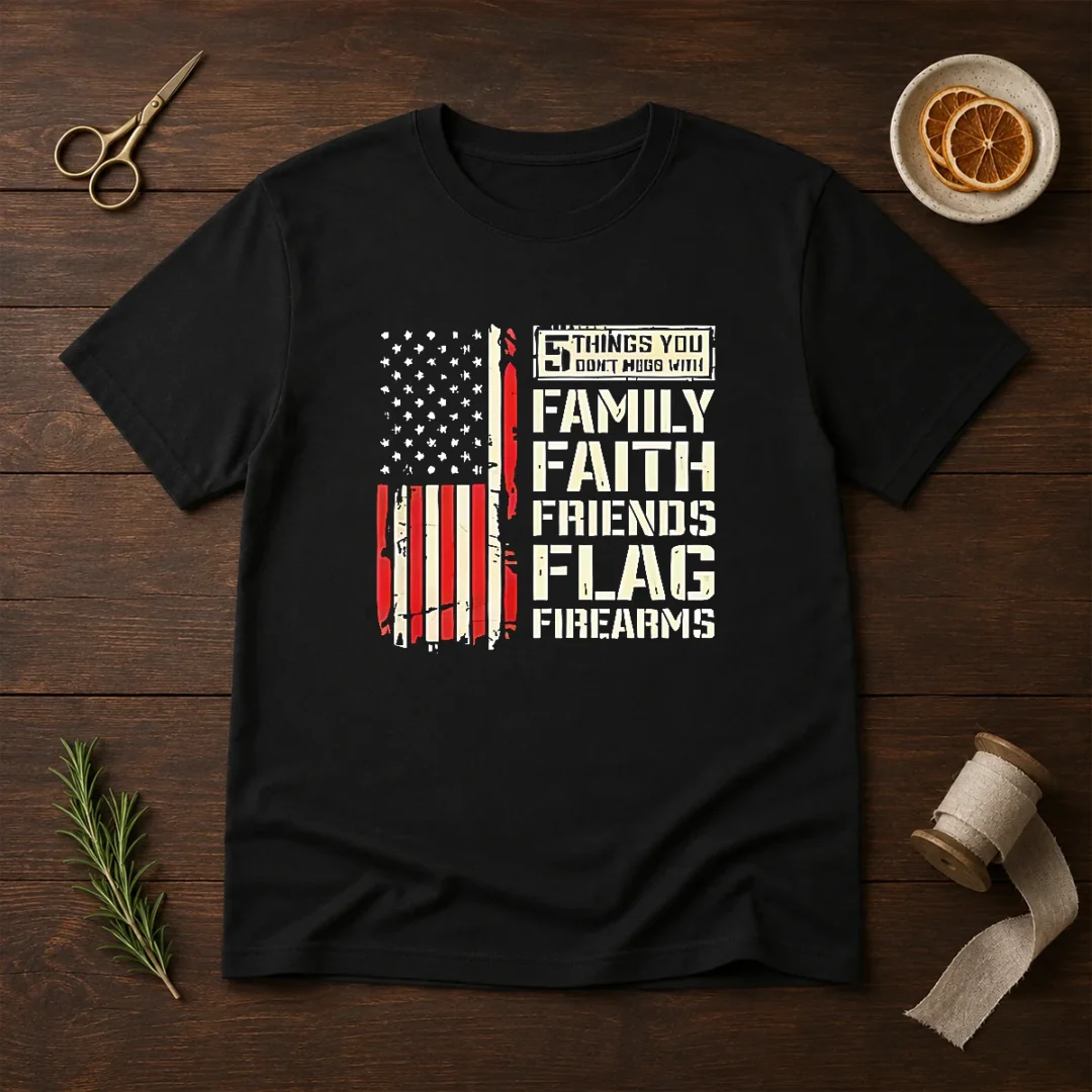 premium-5-things-you-don-t-mess-with-family-faith-friends-flag-firearms-t-shirt-4 Premium 5 Things You Don'T Mess With Family Faith Friends Flag Firearms