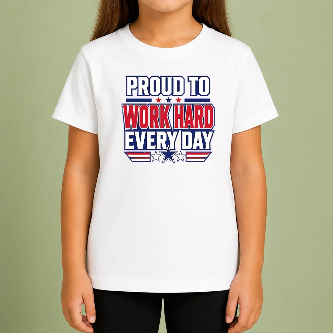 premium-american-labour-day-proud-worker-typography-kids-t-shirt Premium American Labour Day Proud Worker Typography Kids T-Shirt