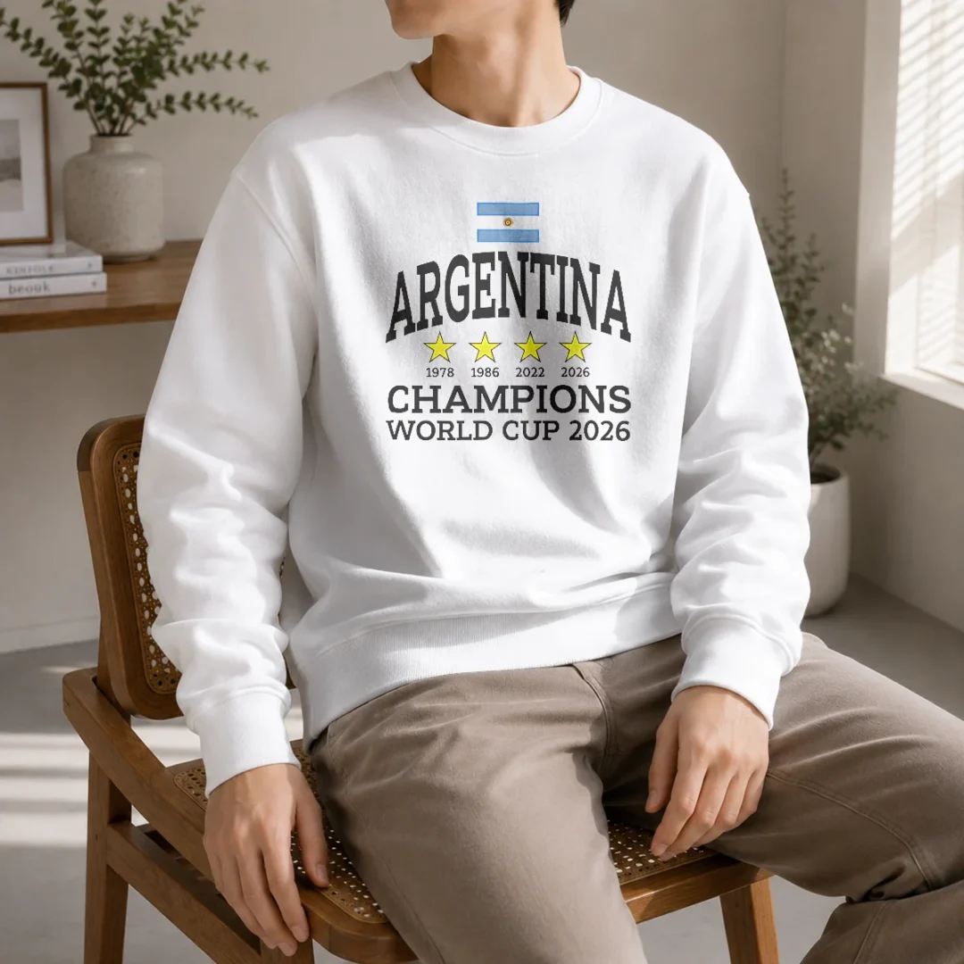 premium-argentina-champions-fifa-world-cup-2026-sweater Premium Argentina Champions FIFA World Cup 2026 Sweater featuring a comfortable crew neck and bold championship graphics