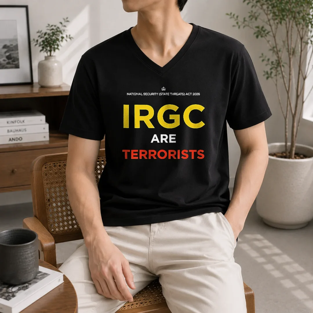 premium-awesome-irgc-are-terrorists-national-security-state-threats-act-2026-v-neck-shirt Premium Awesome IRGC Are Terrorists National Security State Threats Act 2026 V Neck Shirt in dark color, front view