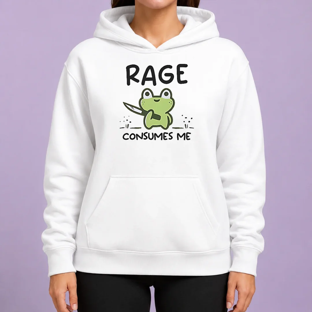 premium-awesome-rage-consumes-me-frog-hoodie Premium Awesome Rage Consumes Me Frog Hoodie in dark green with front kangaroo pocket and adjustable drawstring hood