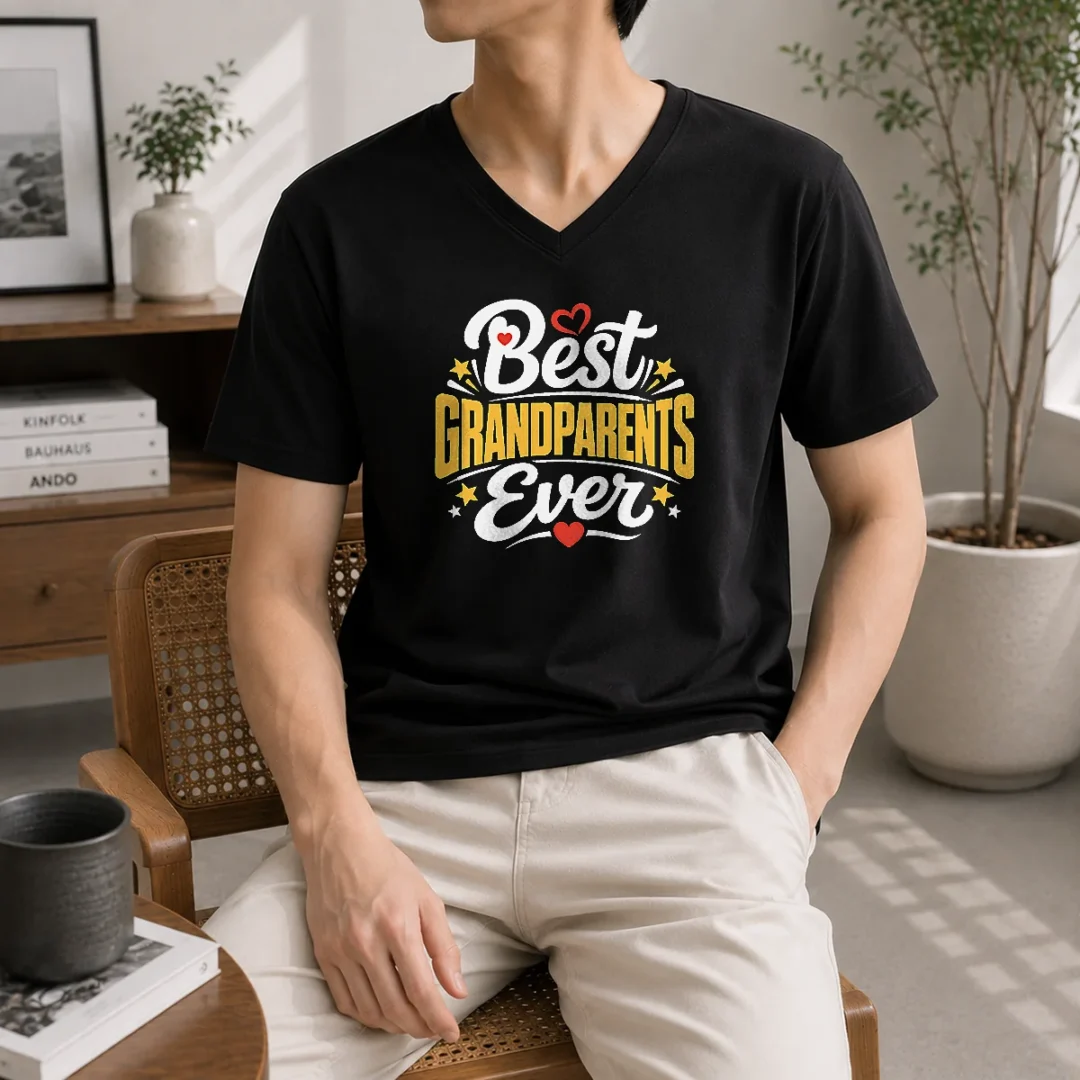 premium-best-grandparents-ever-silhouette-v-neck-shirt Premium Best Grandparents Ever Silhouette V-Neck Shirt