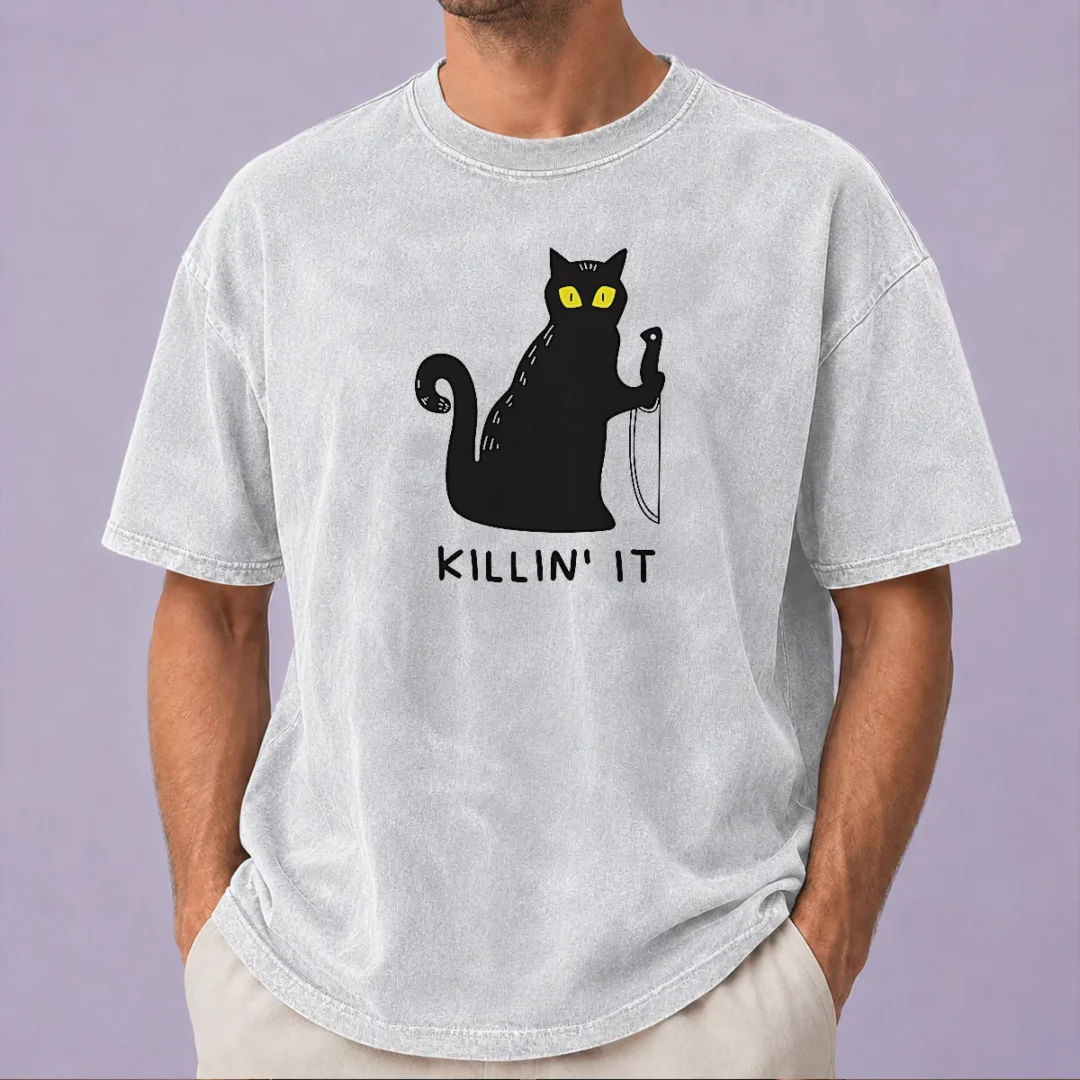 premium-black-cat-holding-knife-killin-it-washed-t-shirt Premium Black Cat Holding Knife Killin' It Shirt - Image 8