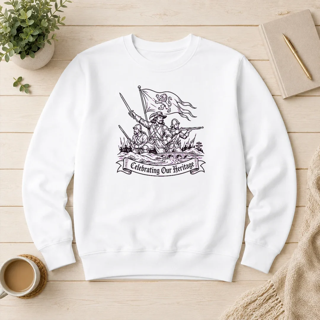 premium-celebrating-our-heritage-battle-of-the-boyne-line-art-sweater Premium Celebrating Our Heritage Battle Of The Boyne Line Art sweater in dark color showing front design
