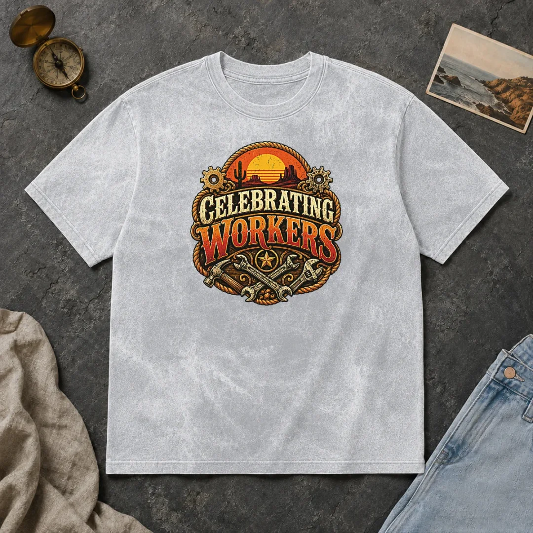 Premium Celebrating Workers Labour Day Western Vintage Washed T Shirt Premium Celebrating Workers Labour Day Western Vintage Washed T-Shirt
