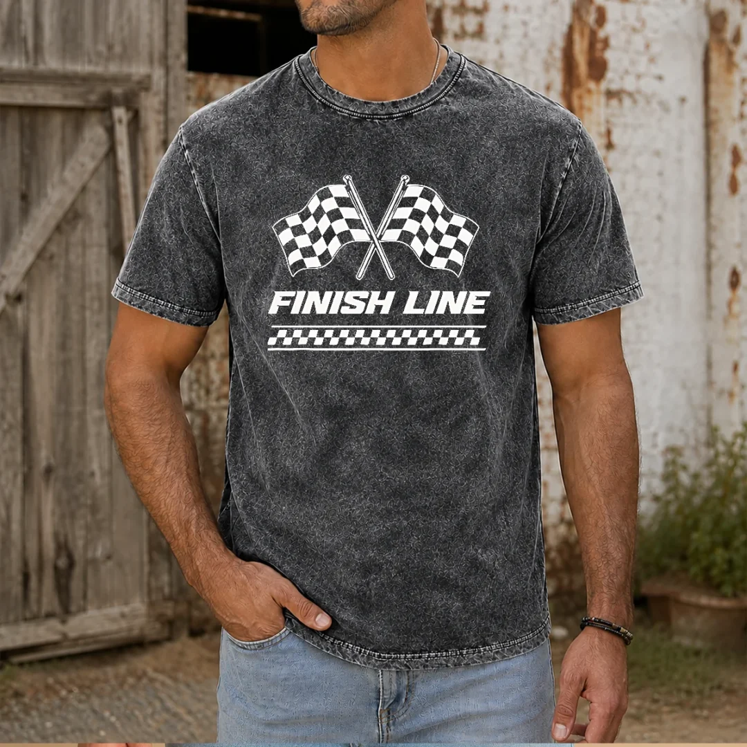 premium-crossed-checkered-racing-flags-crossing-above-bold-finish-line-banner-washed-t-shirt-1 Premium Crossed Checkered Racing Flags Crossing Above Bold Finish Line Banner Washed T-Shirt