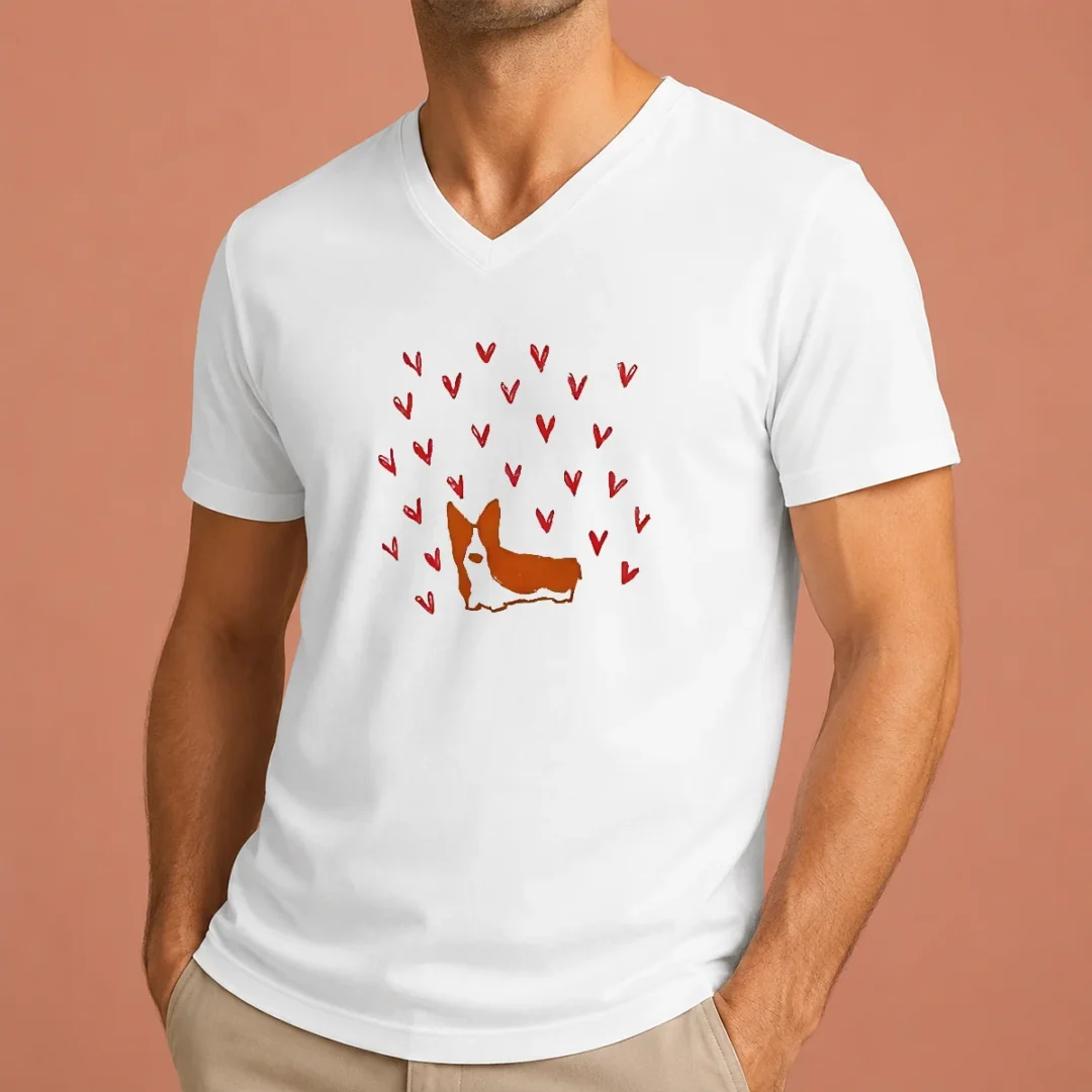 premium-cute-corgi-dog-valentines-day-v-neck-shirt Premium Cute Corgi Dog Valentines Day V-Neck Shirt