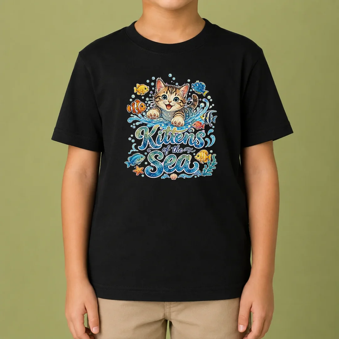 premium-cute-kittens-of-the-sea-watercolor-line-art-kids-t-shirt Premium Cute Kittens Of The Sea Watercolor Line Art Kids T-Shirt