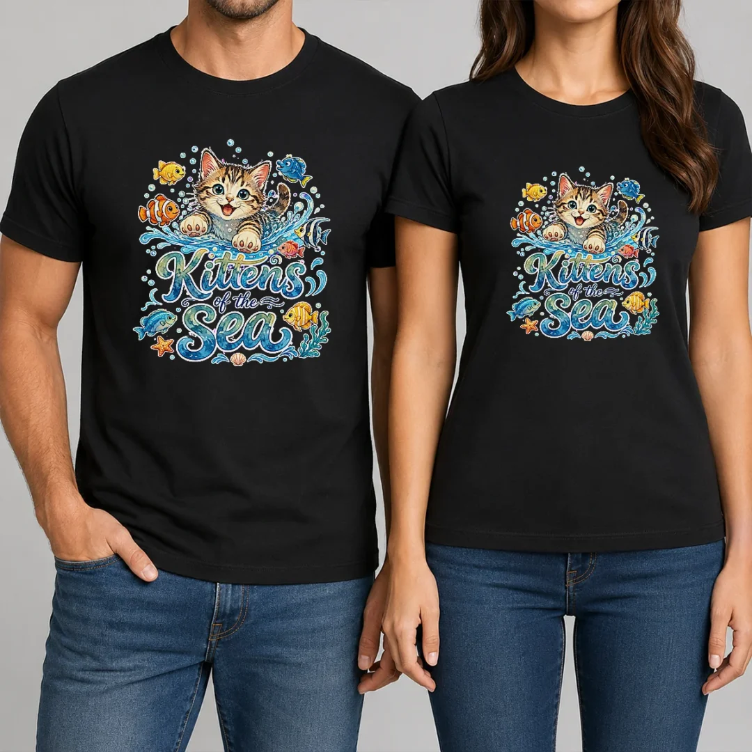 premium-cute-kittens-of-the-sea-watercolor-line-art-t-shirt-1 Premium Cute Kittens Of The Sea Watercolor Line Art t shirt featuring a watercolor kitten design on a soft cotton tee
