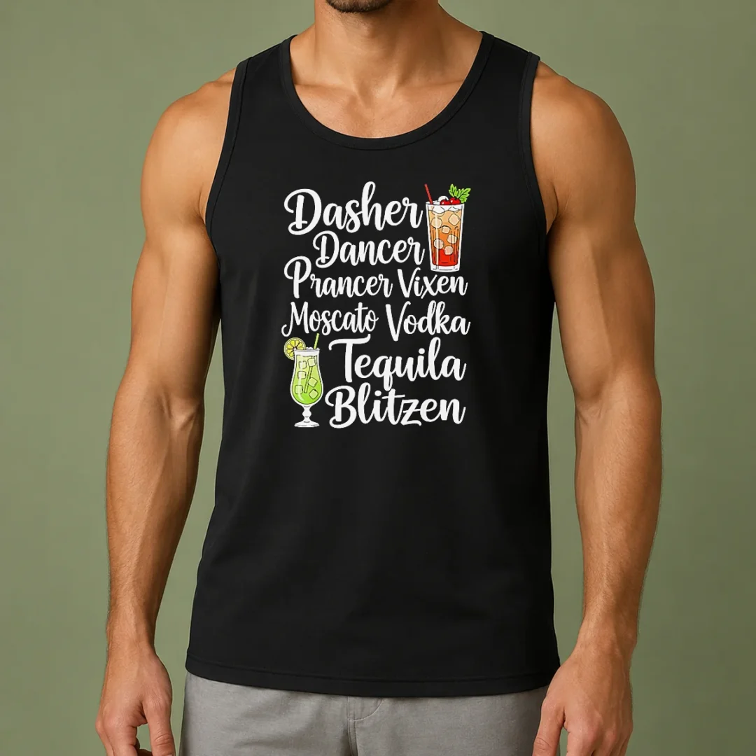 premium-drinks-cocktail-glass-dasher-dancer-prancer-vixen-moscato-vodka-tequila-blitzen-tank-top Premium Drinks Cocktail Glass Dasher Dancer Prancer Vixen Moscato Vodka Tequila Blitzen Tank Top