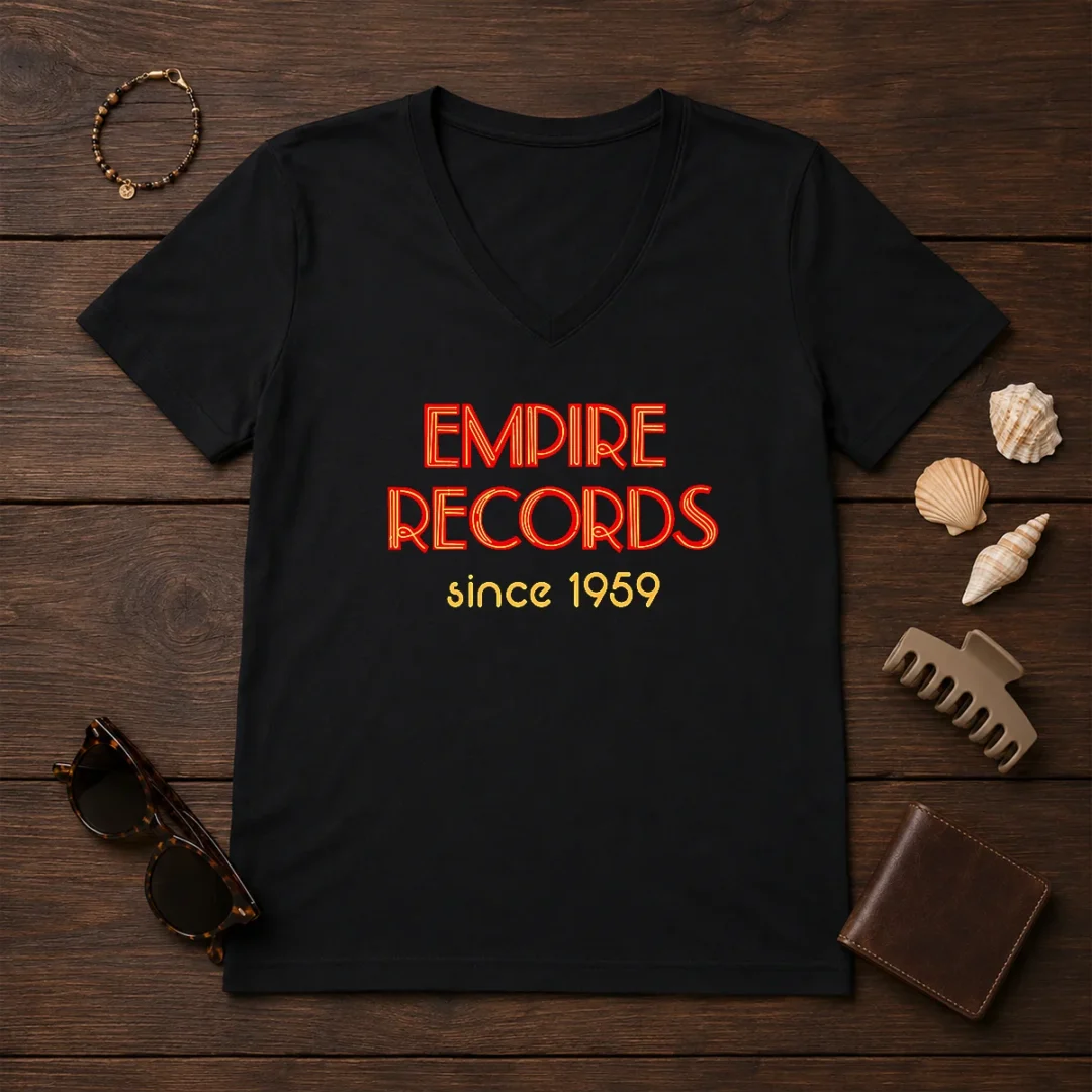premium-empire-records-v-neck Premium Empire Records V Neck Shirt in dark color featuring a soft fabric and classic fit