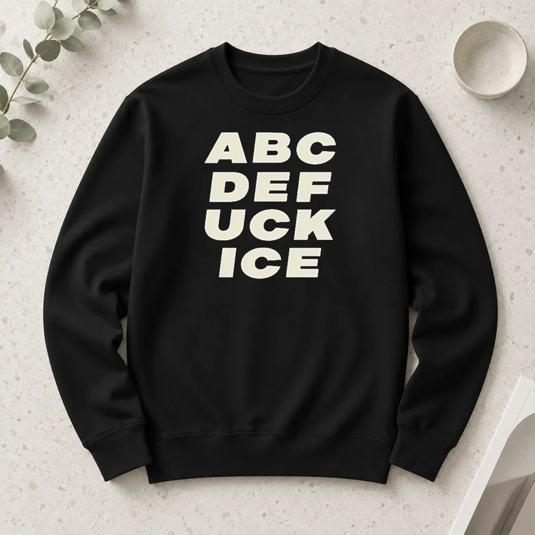 premium-ethan-nestor-a-b-c-d-e-fuck-ice-long-sleeve-shirt Premium Ethan Nestor A B C D E Fuck ICE long sleeve shirt with bold graphic print in black