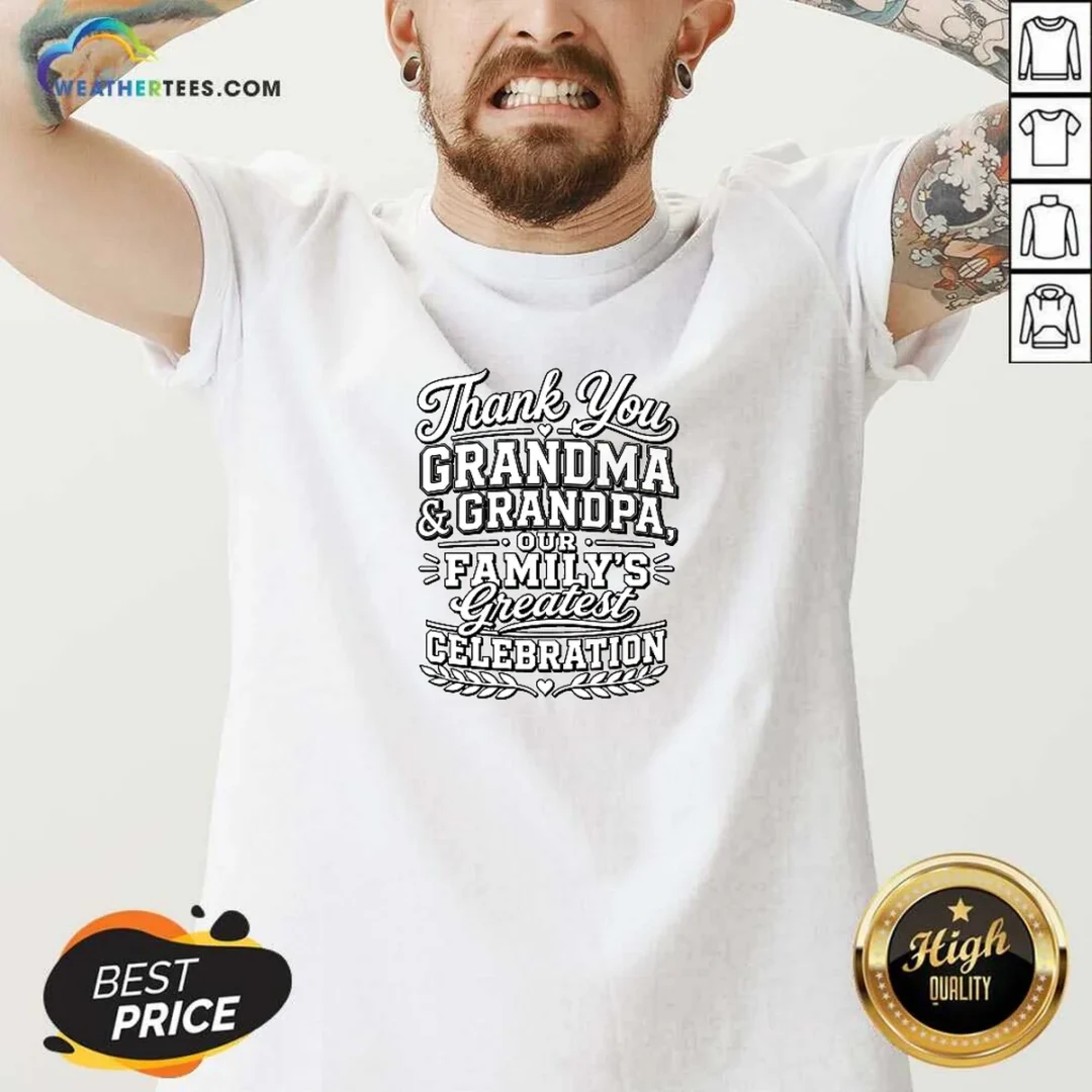 premium-family-celebration-thank-you-grandma-grandpa-line-art-v-neck-shirt Premium Family Celebration Thank You Grandma Grandpa Line Art V Neck Shirt in soft fabric with elegant line art design