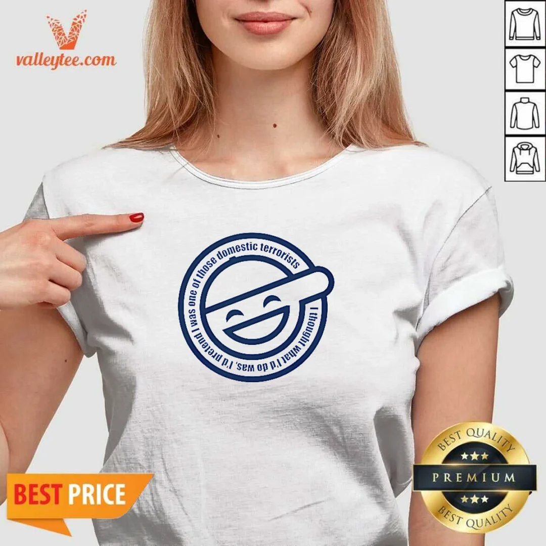 premium-ghost-in-the-shell-laughing-man-i-thought-what-i-d-do-was-i-d-pretend-i-was-one-of-those-domestic-2 Premium Ghost In The Shell Laughing Man I Thought What I'D Do Was I'D Pretend I Was One Of Those Domestic Terrorists V Neck Shirt in dark color showing front design