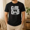 Premium Girl Dad Her First Line Of Defense Distressed t shirt in classic crew neck style with distressed print