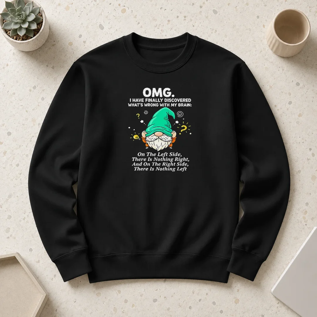 premium-gnome-brain-discovery-cartoon-sweater Premium Gnome Brain Discovery Cartoon Sweater featuring a colorful gnome brain graphic on a cozy pullover