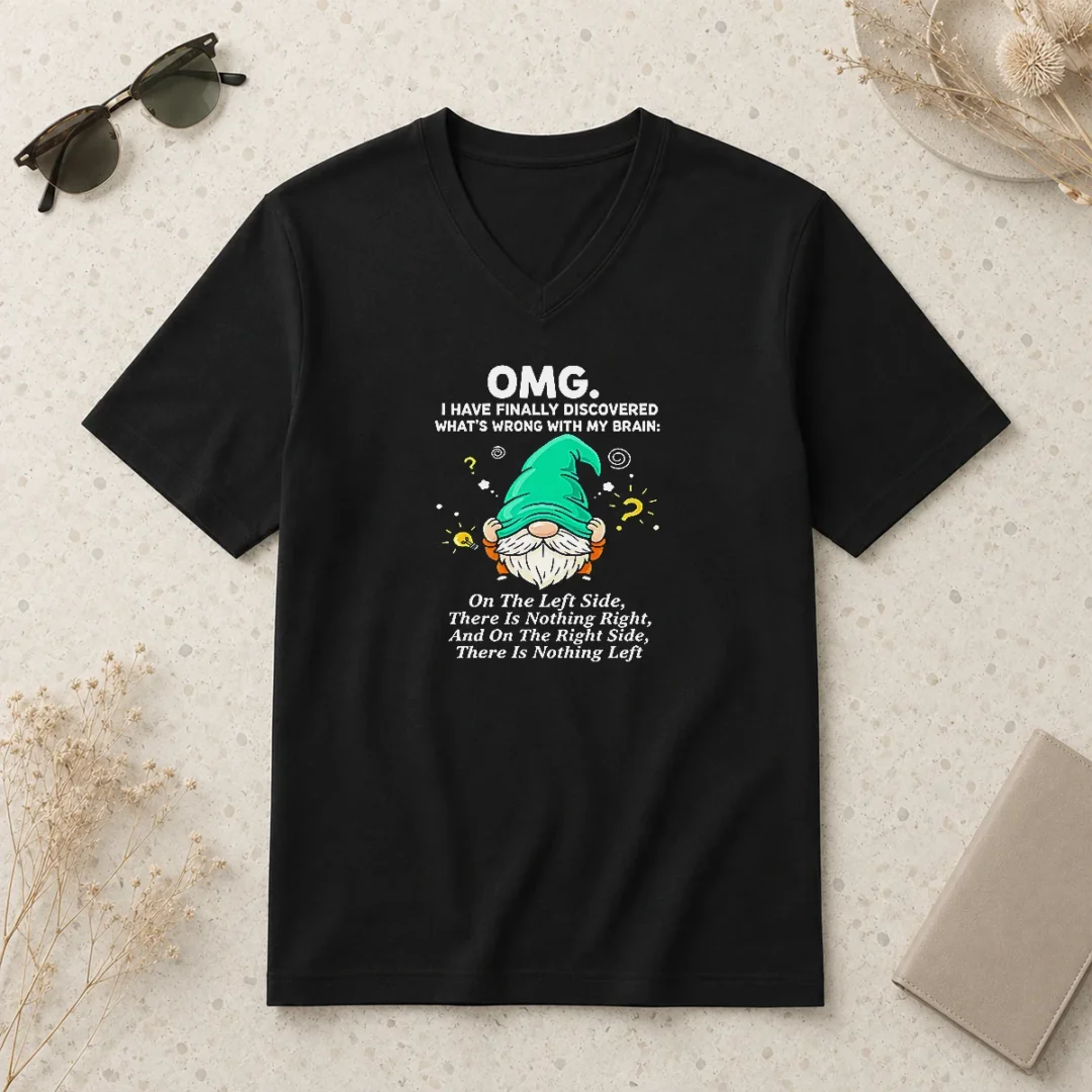 premium-gnome-brain-discovery-cartoon-v-neck-shirt Premium Gnome Brain Discovery Cartoon V Neck Shirt featuring a playful gnome graphic on a comfortable v neck garment