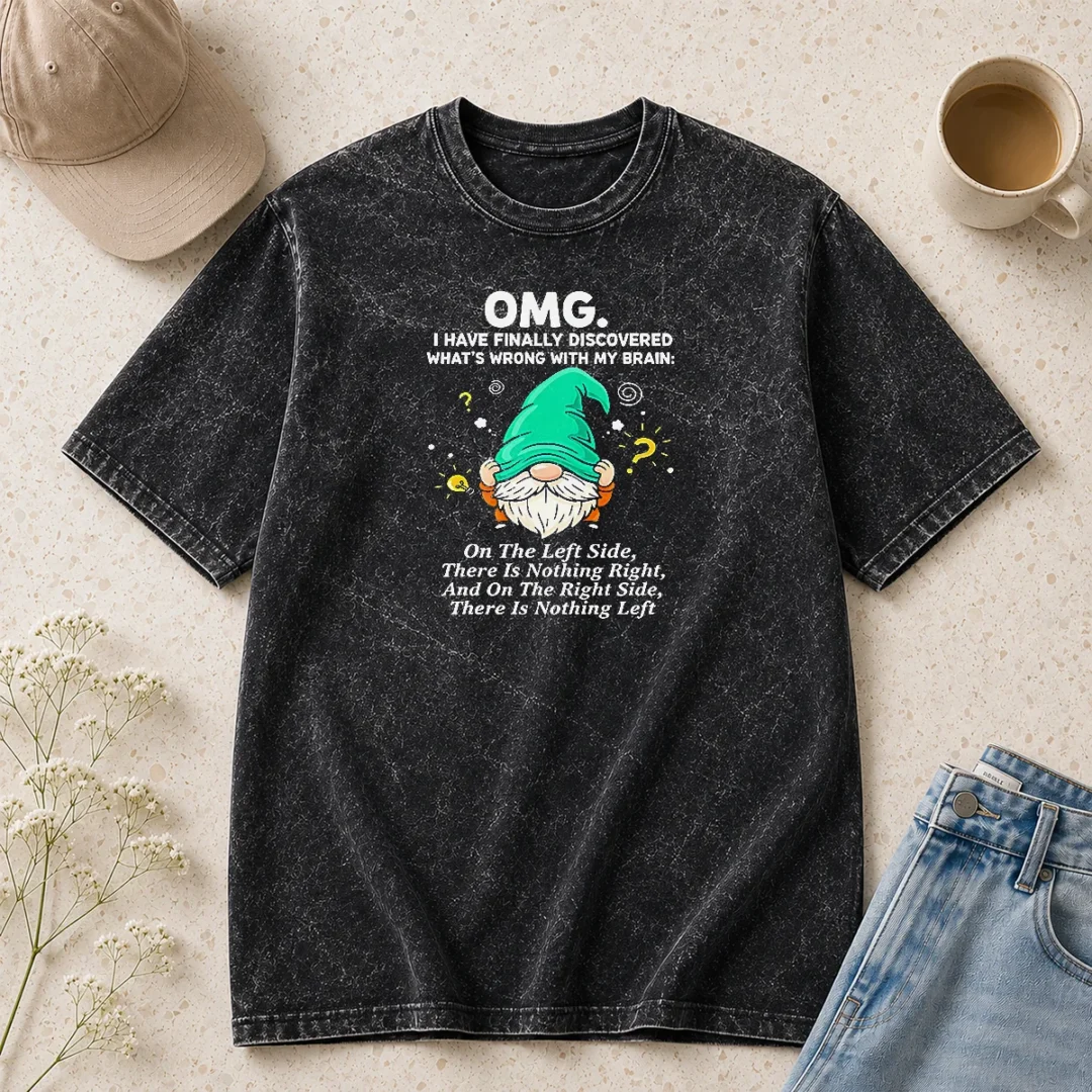 premium-gnome-brain-discovery-cartoon-washed-t-shirt Premium Gnome Brain Discovery Cartoon design on a soft washed t shirt in light gray