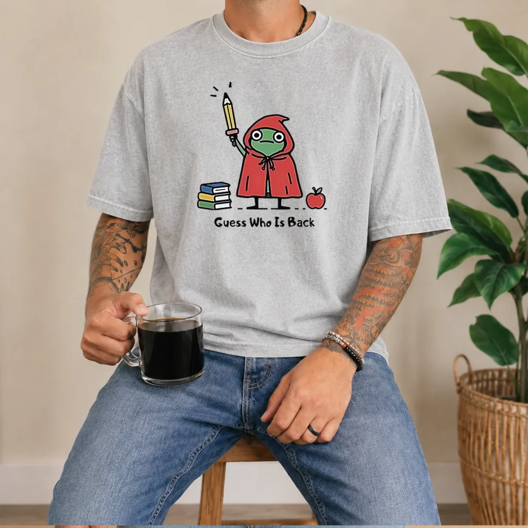 premium-guess-who-is-back-frog-with-pencil-and-books-washed-t-shirt Premium Guess WHO Is Back Frog With Pencil And Books Washed T-Shirt