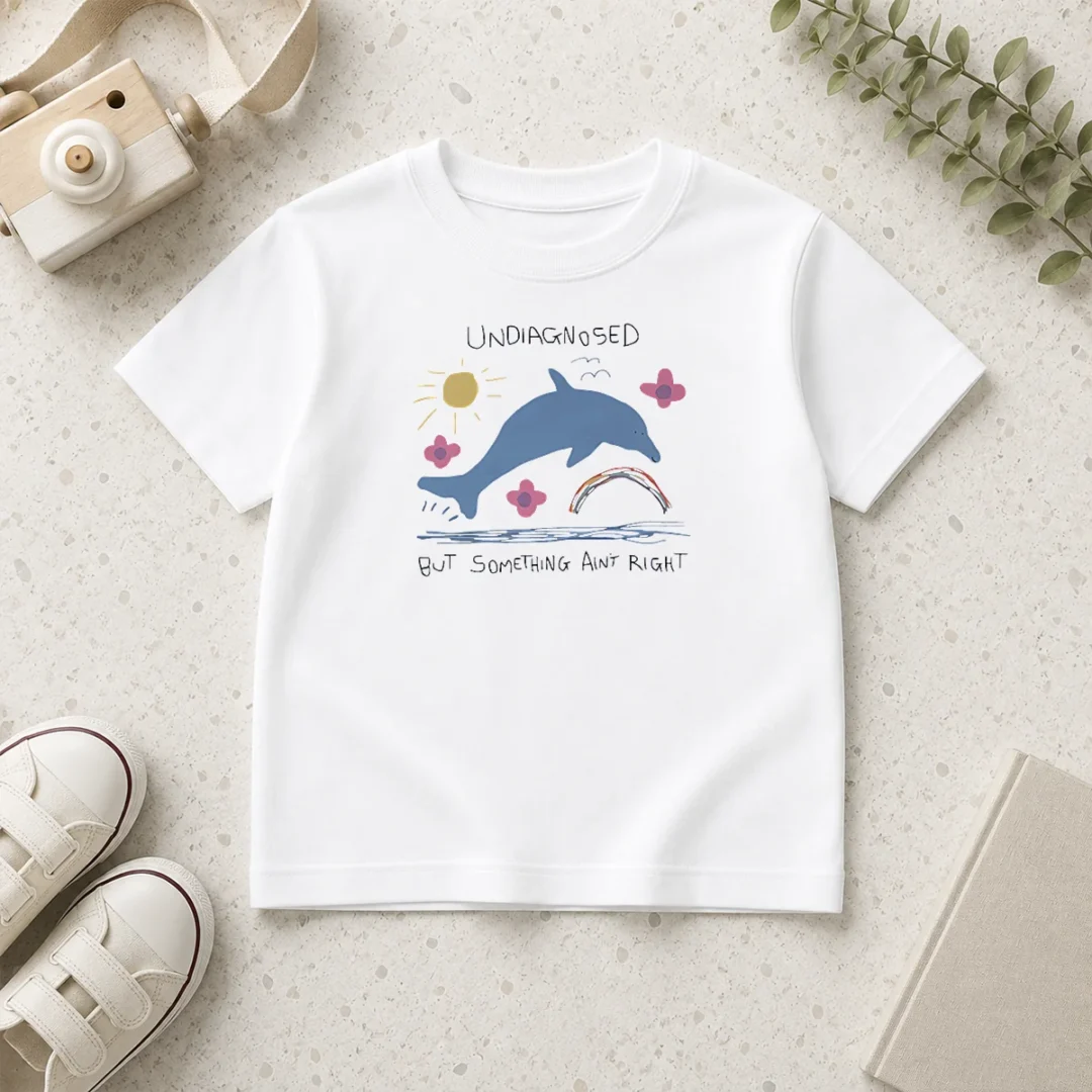premium-happy-dolphin-jumping-undiagnosed-but-something-ain-t-right-kids-t-shirt Premium Happy Dolphin Jumping Undiagnosed But Something Ain'T Right Kids T-Shirt