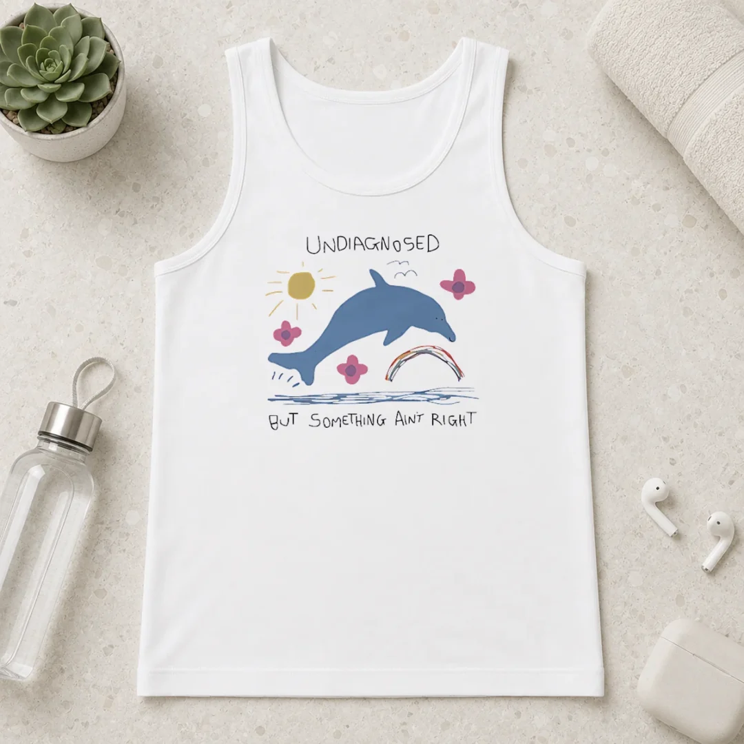 premium-happy-dolphin-jumping-undiagnosed-but-something-ain-t-right-tank-top Premium Happy Dolphin Jumping Undiagnosed But Something Ain'T Right Tank Top