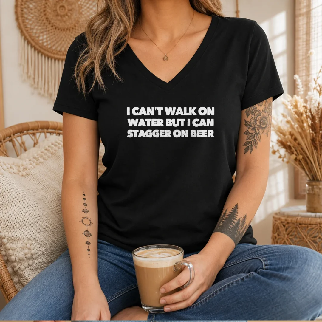 premium-i-can-t-walk-on-water-but-i-can-stagger-on-beer-v-neck-shirt Premium I Can'T Walk On Water But I Can Stagger On Beer V-Neck Shirt