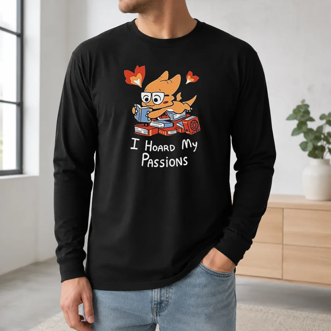 Premium I Hoard My Passions Cute Dragon Reading Books Long Sleeve Shirt Premium I Hoard My Passions Cute Dragon Reading Books Long Sleeve Shirt