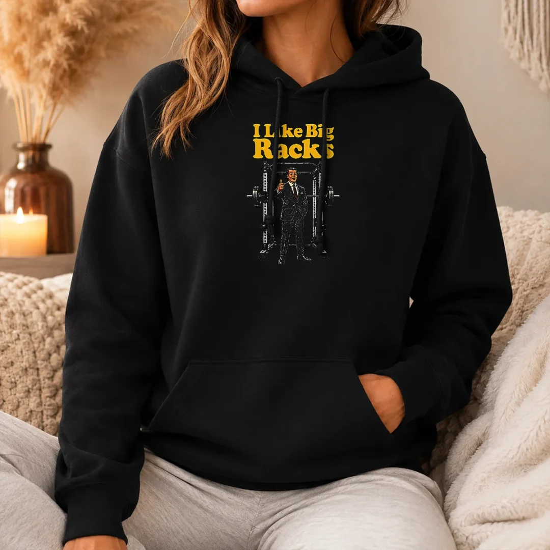 Premium I Like Big Racks Hoodie Premium I Like Big Racks Hoodie in black, featuring a front kangaroo pocket and adjustable drawstring hood